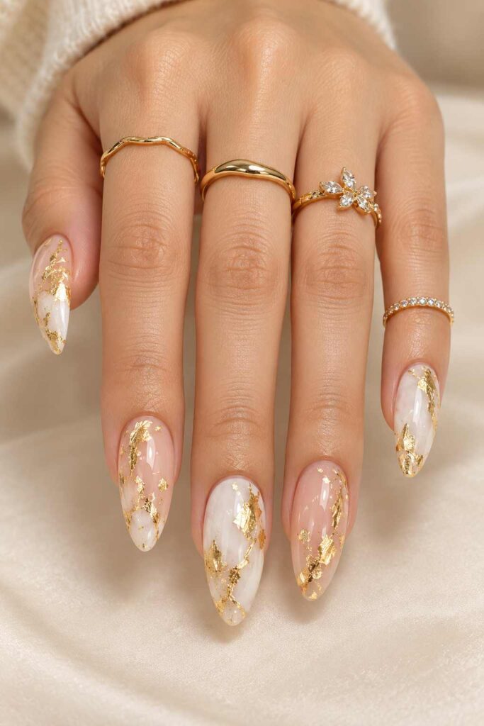 Gold Foil Acrylic Nails