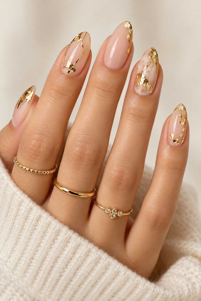 Gold Foil Gel Nails