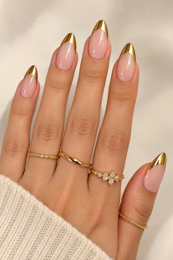 Gold French Tip Acrylics