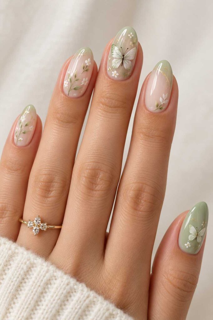 Green Butterfly Nails