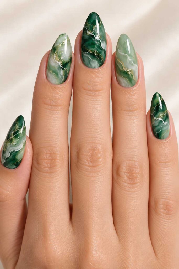 Green Marble Nails