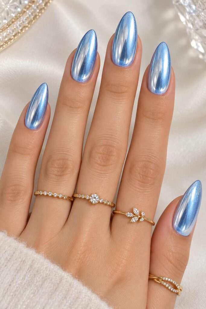Icy Blue Chrome Acrylics