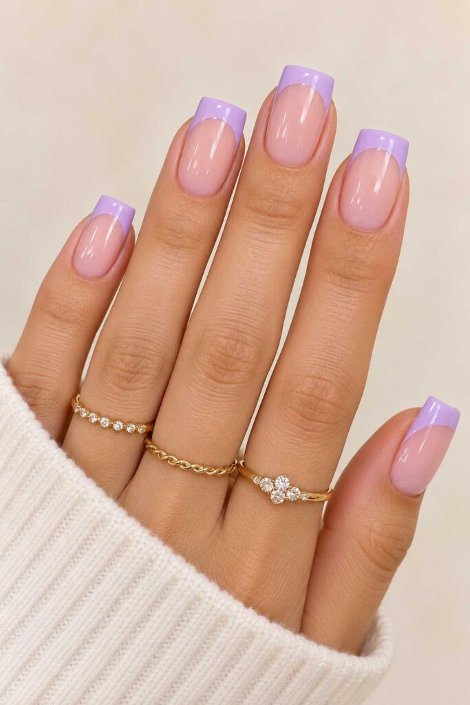 Lavender French Tip Square Nails