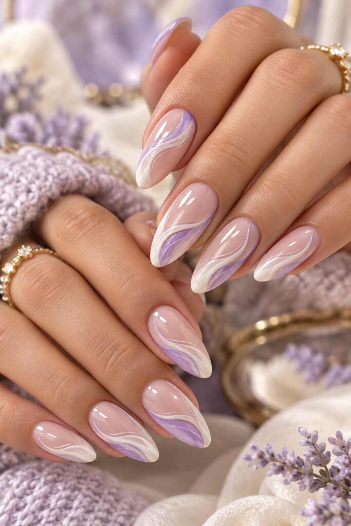 Lavender Swirl Nails