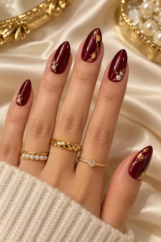 Luxury Burgundy Nails