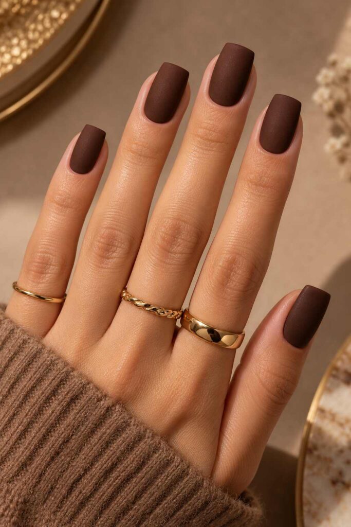 Matte Chocolate Nails