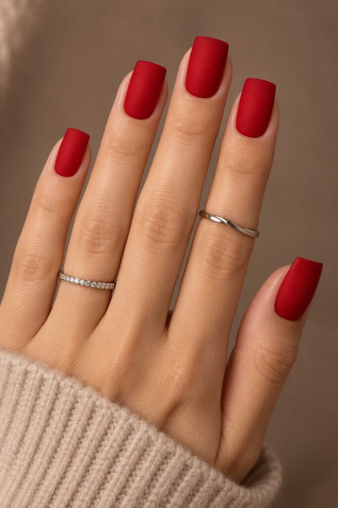 Matte Red Nails