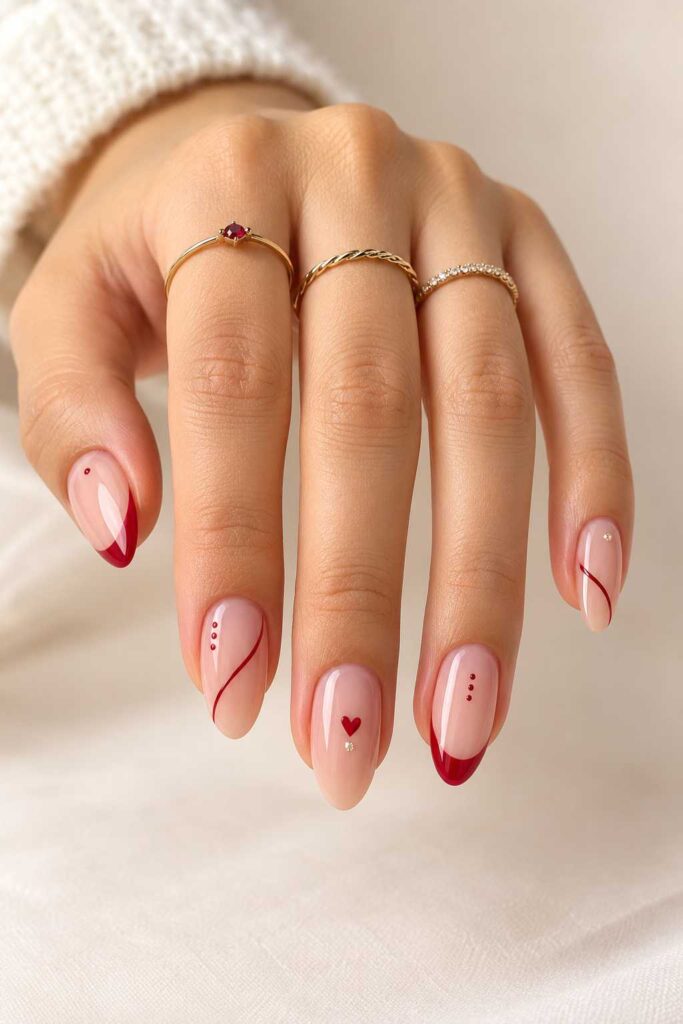 Minimalist Red Nails