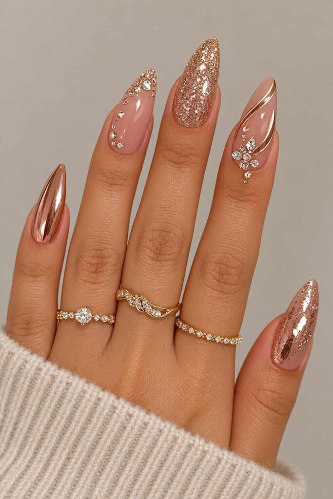 Mixed Glam Acrylic Nails