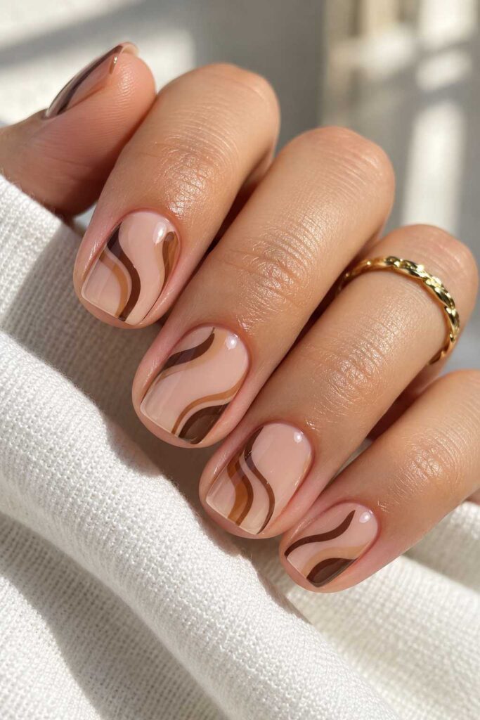 Mocha Swirl Nails