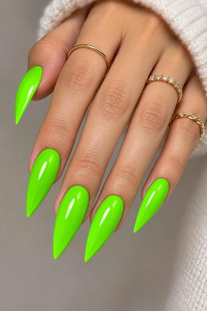 Neon Green Stiletto Nails