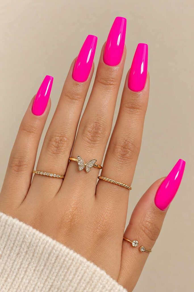 Neon Pink Acrylic Nails