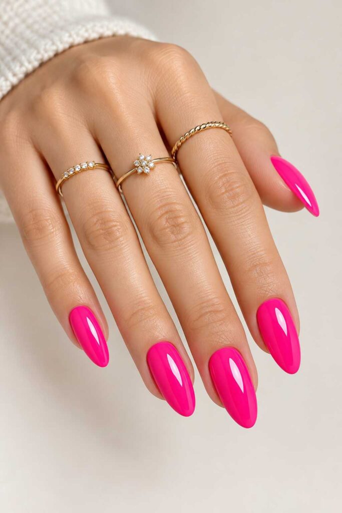 Neon Pink Gel Nails