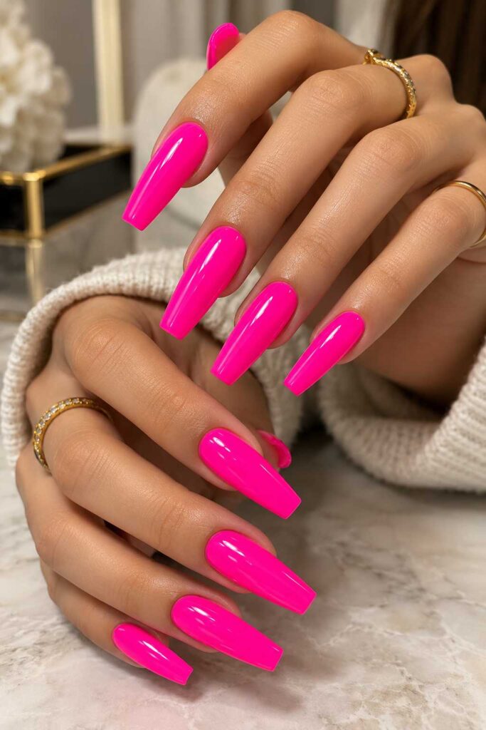 Neon Pink Nails