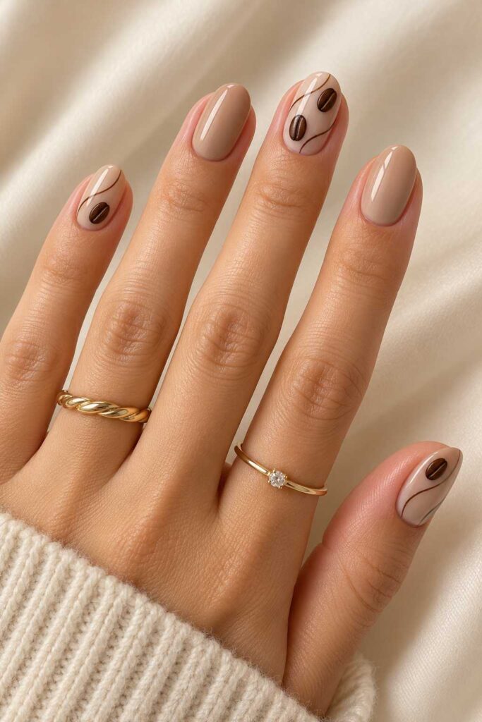Nude Coffee Bean Nails