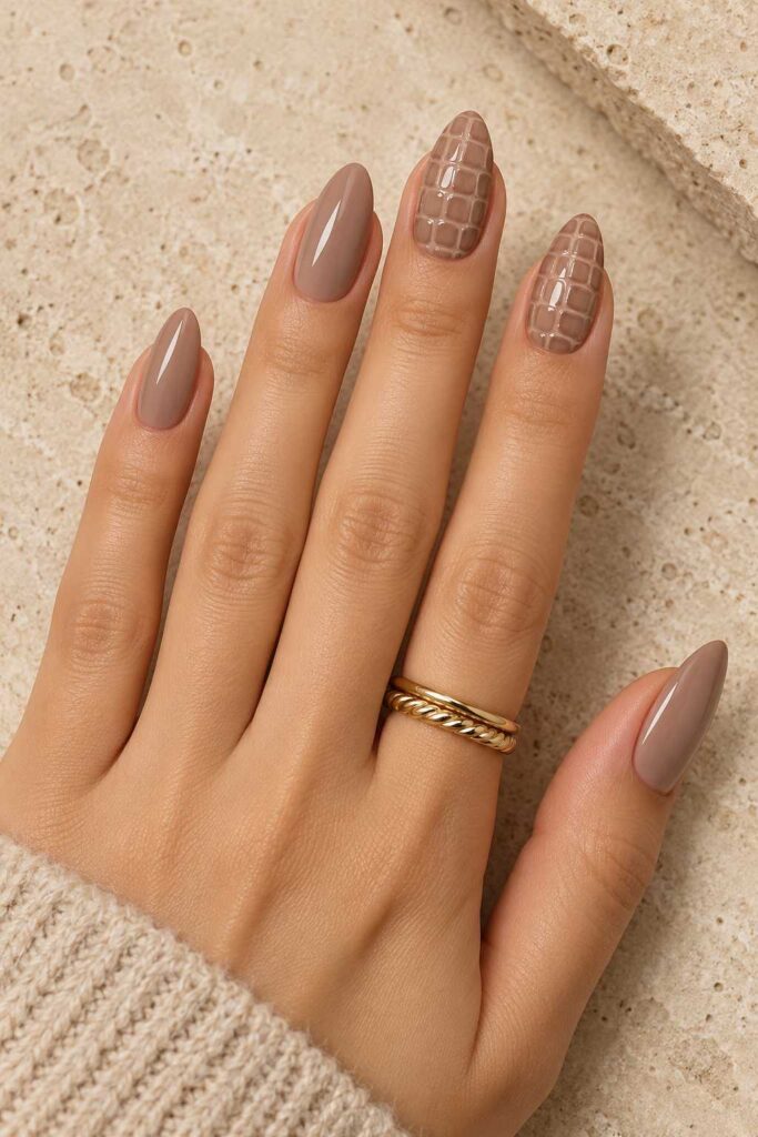 Nude Crocodile Texture Nails