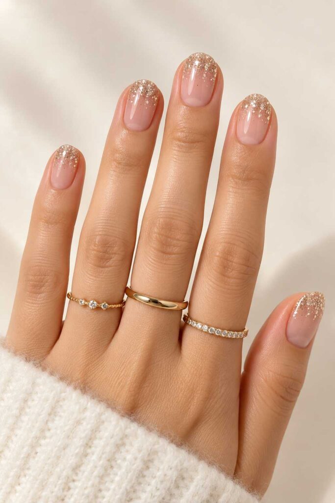Nude Glitter Tips