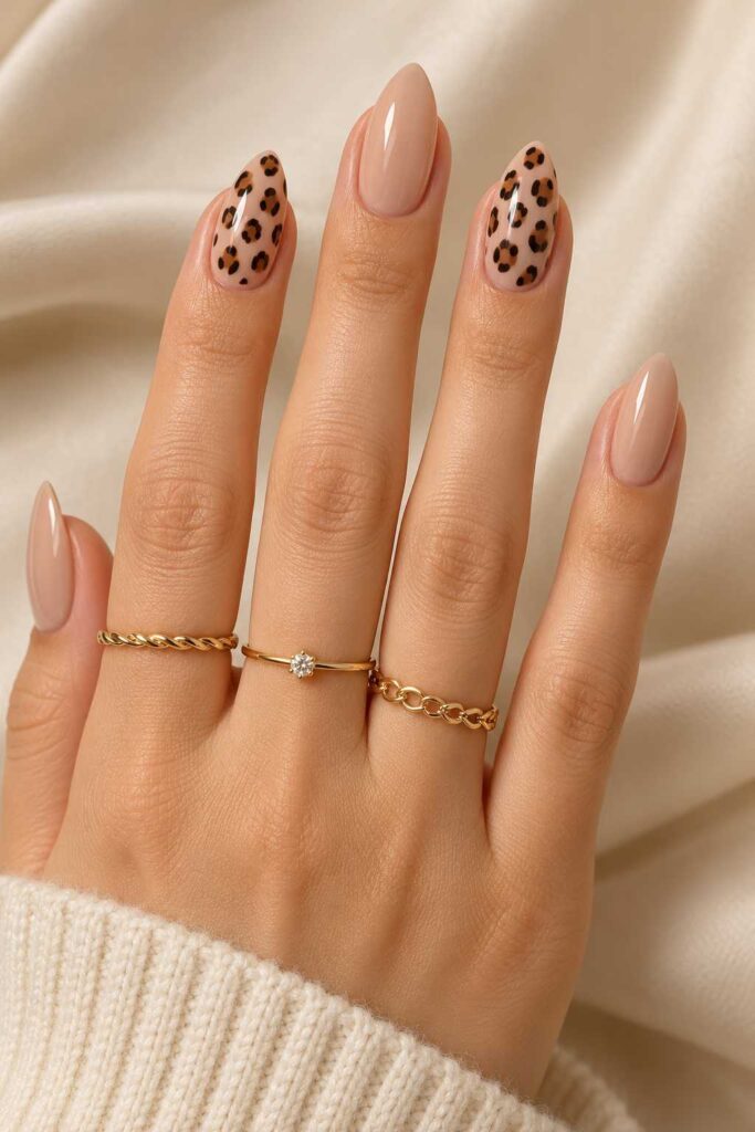 Nude Leopard Print Nails