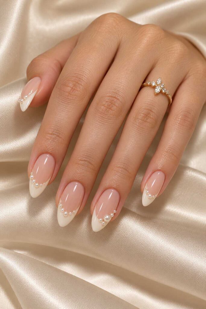 Nude Pearl French Nails