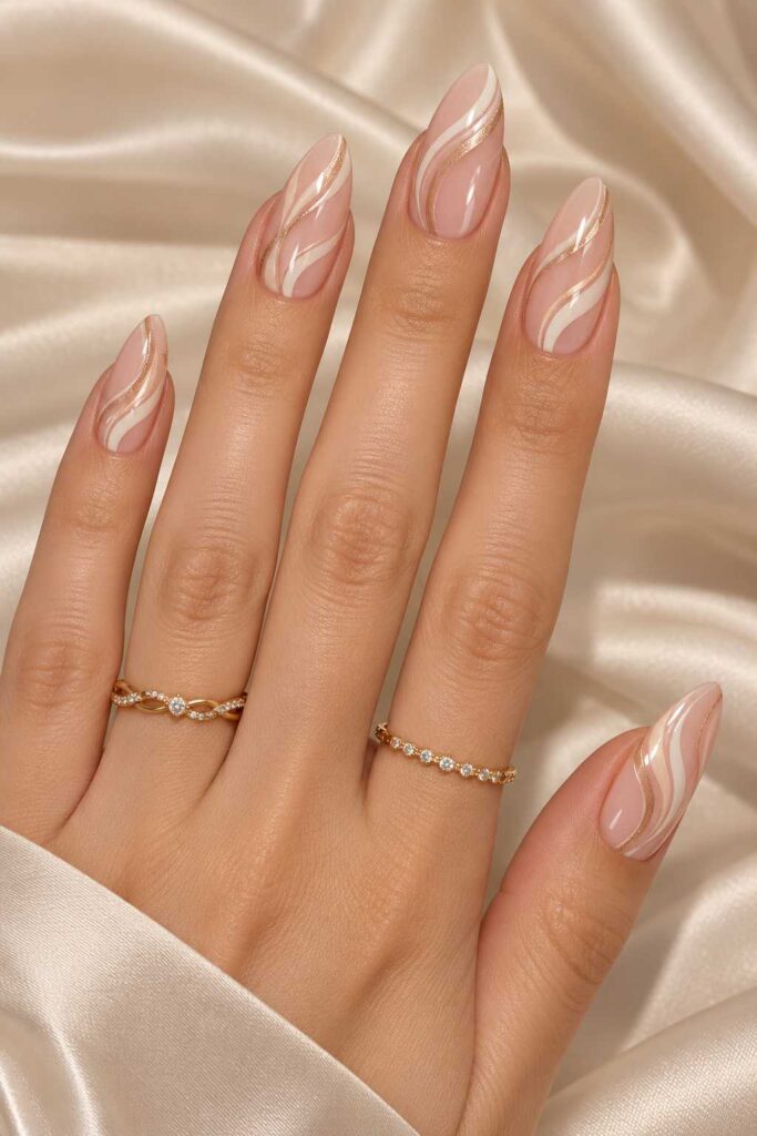 Nude Satin Ribbon Nails
