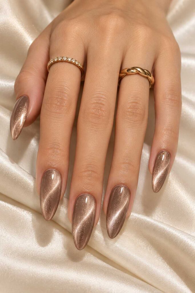 Nude Velvet Cat-Eye Nails