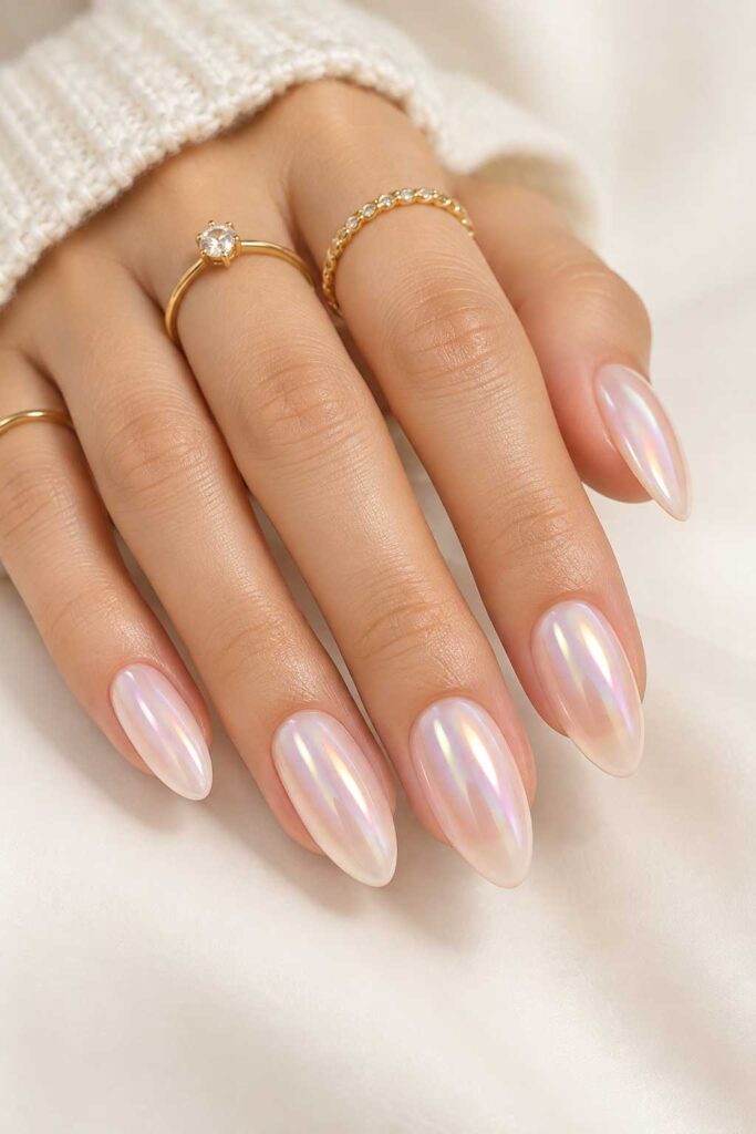 Pearl Glazed Gel Nails
