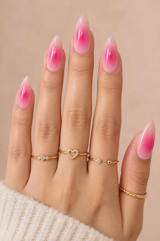 Pink Aura Acrylic Nails