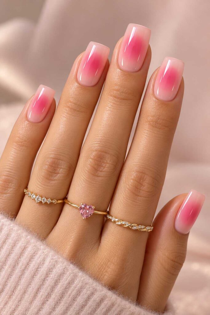 Pink Aura Square Nails