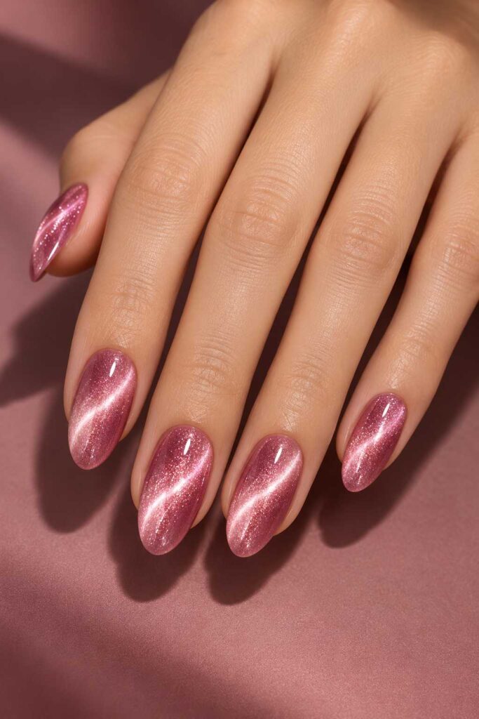 Pink Cat-Eye Nails