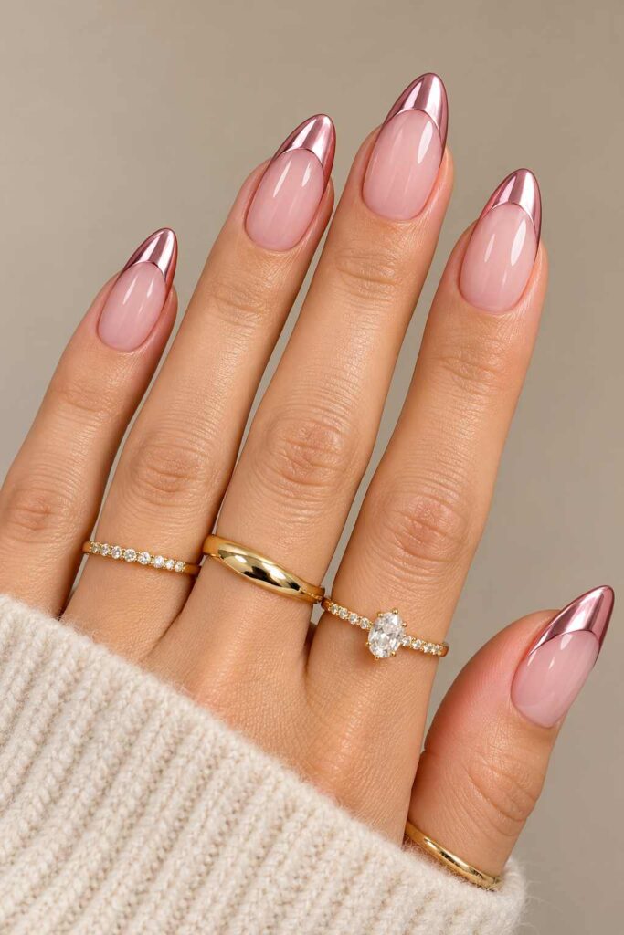 Pink Chrome French Tips