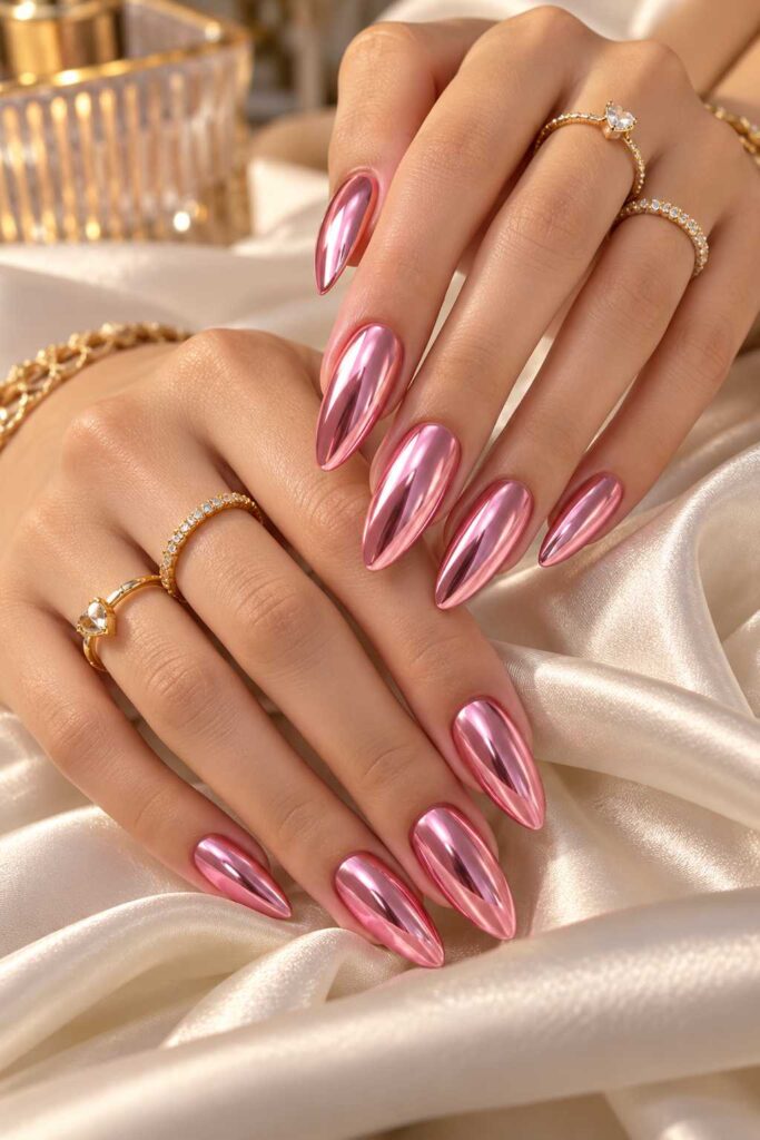 Pink Chrome Nails