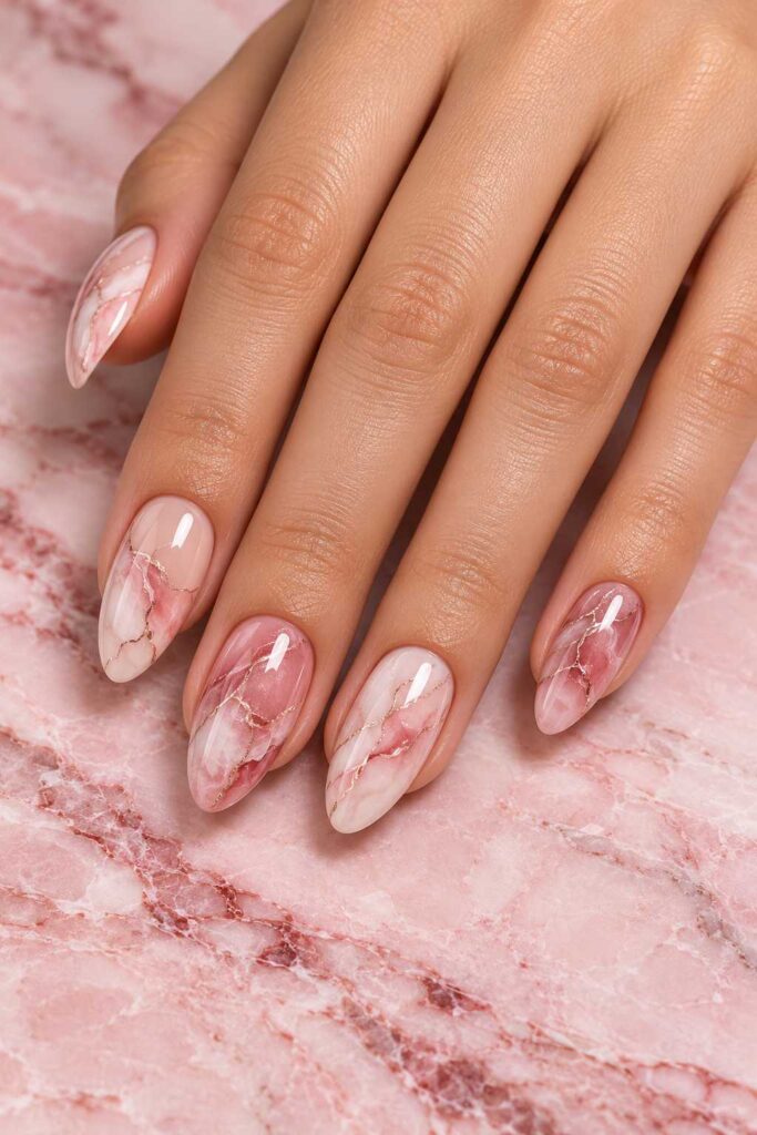 Pink Marble Nails