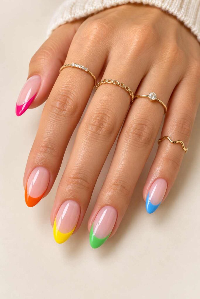 Rainbow French Tips