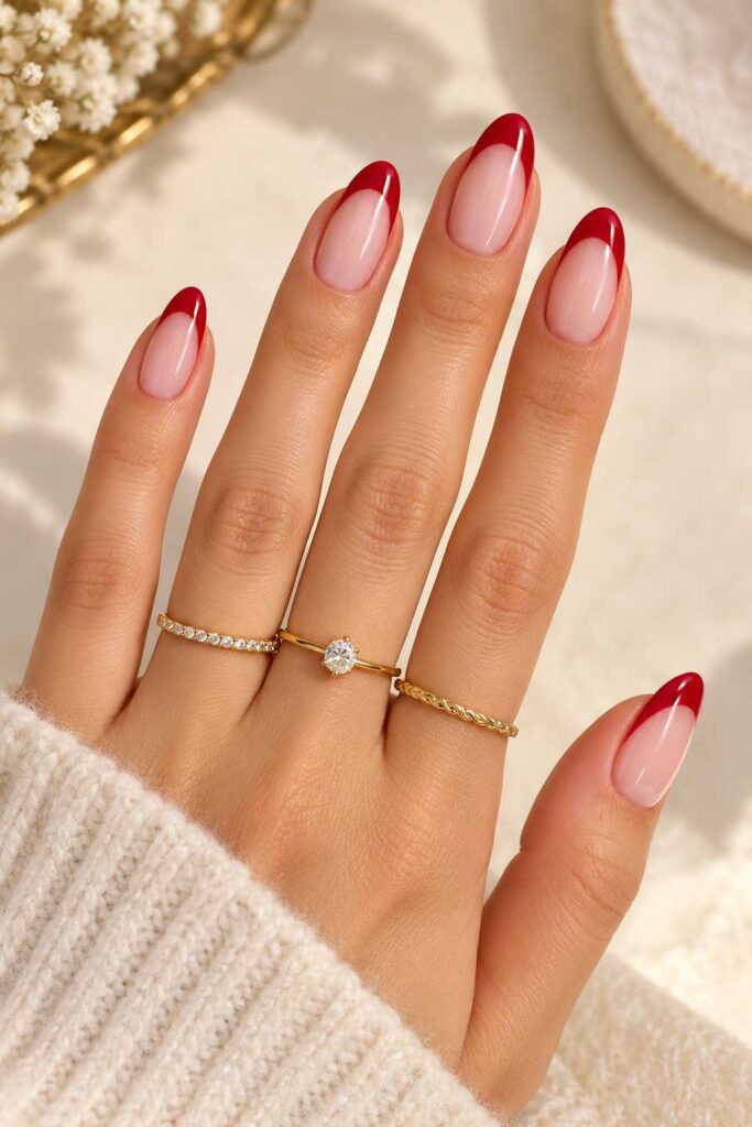 Red French Tip Nails