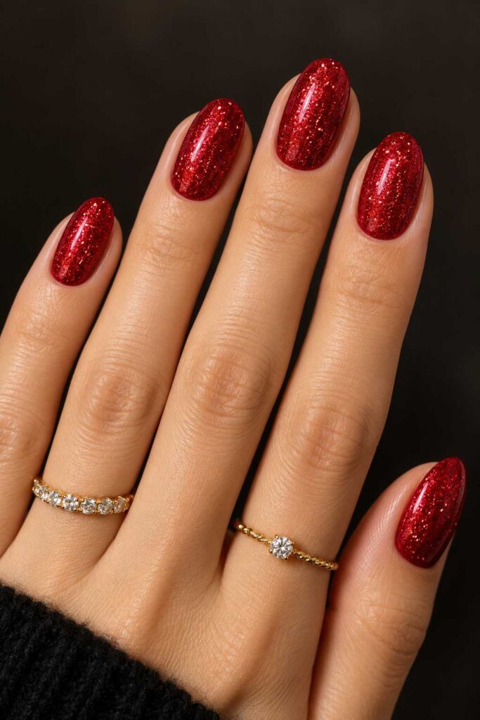 Red Glitter Nails