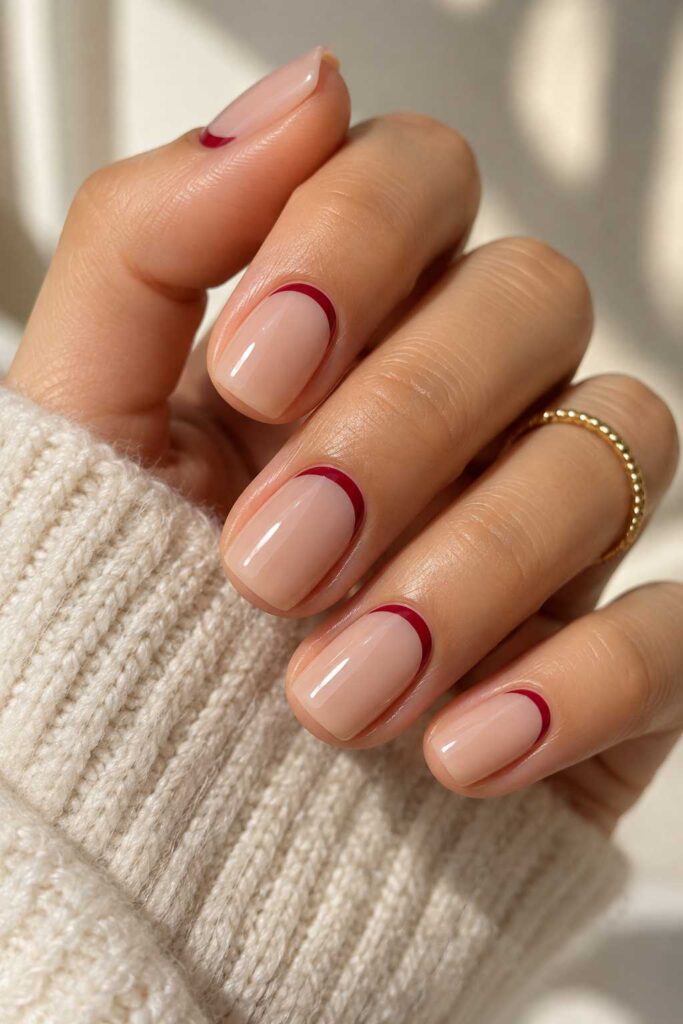 Red Half-Moon Nails