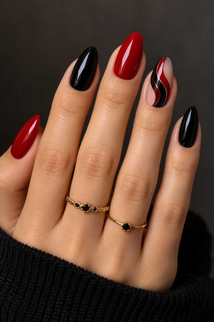 Red and Black Nails