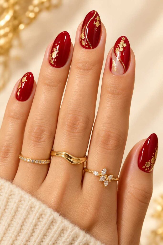 Red and Gold Nails