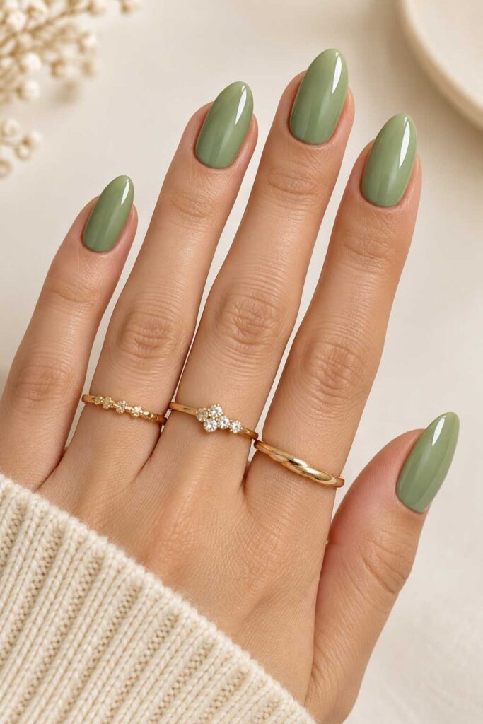 Sage Green Gel Nails