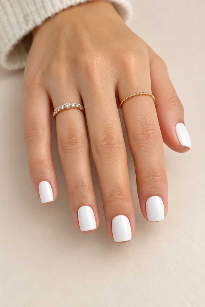 Short White Square Nails