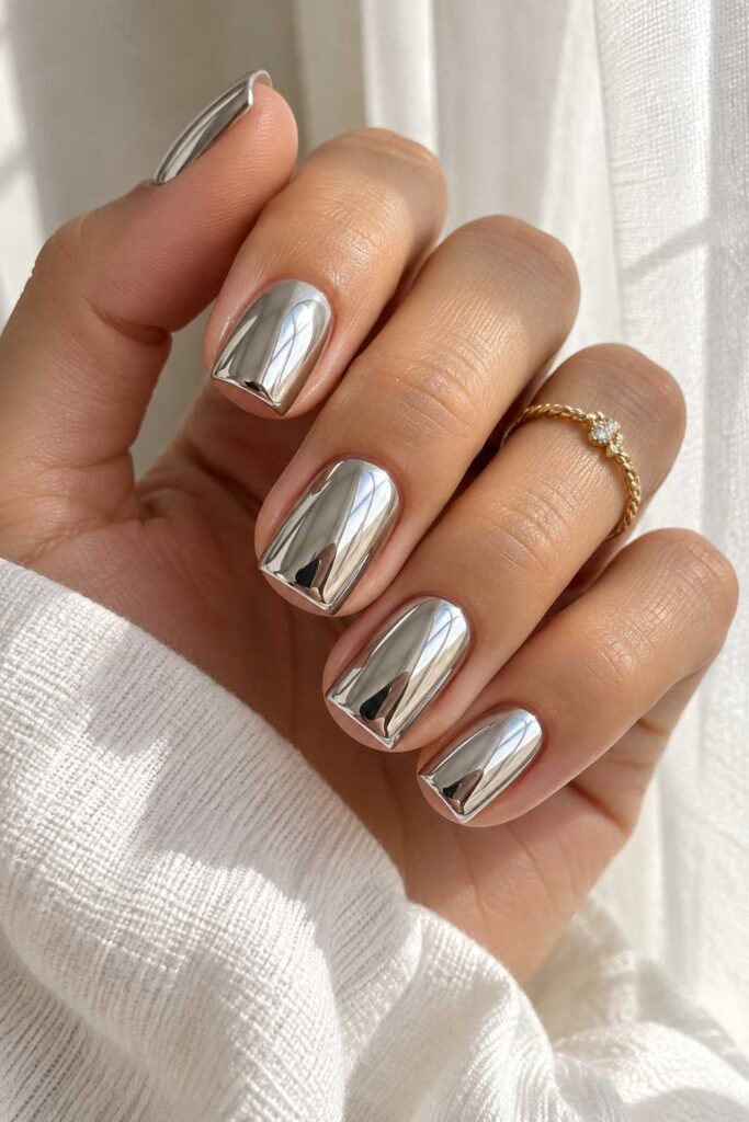 Silver Chrome Nails