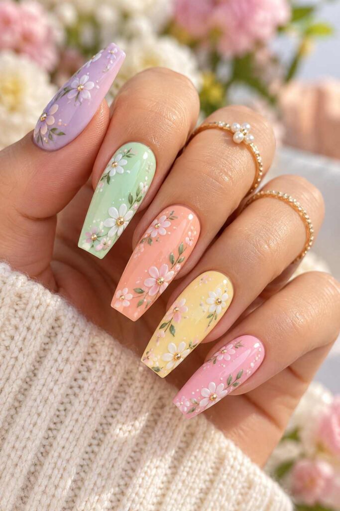 Spring Coffin Nails