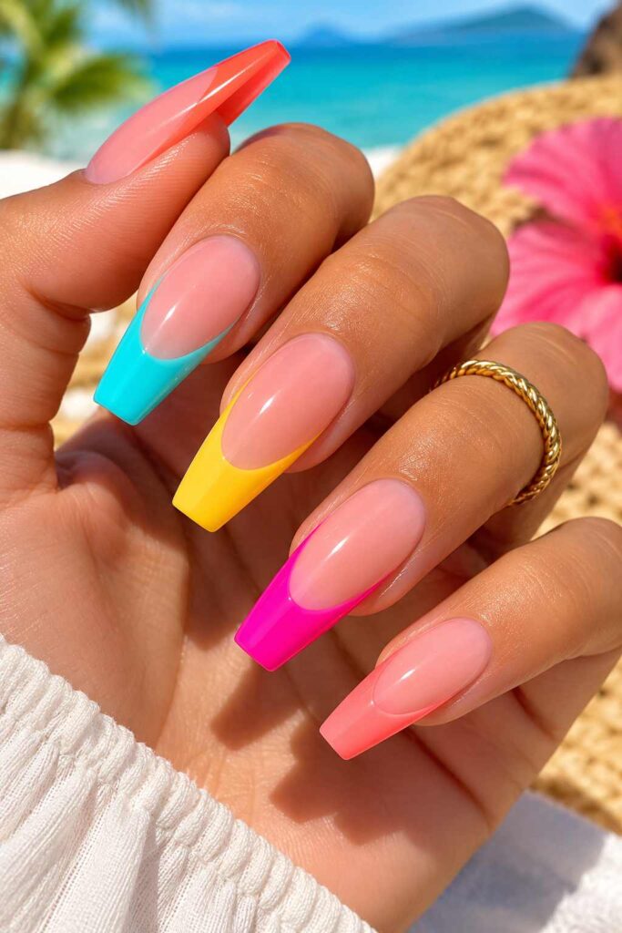Summer Coffin Nails