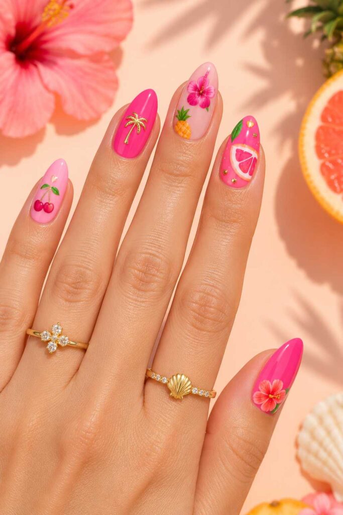 Summer Pink Nails