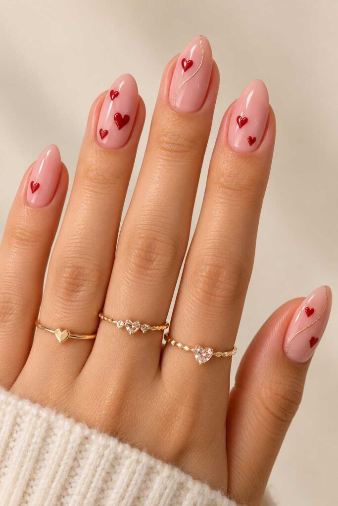 Tiny Heart Gel Nails