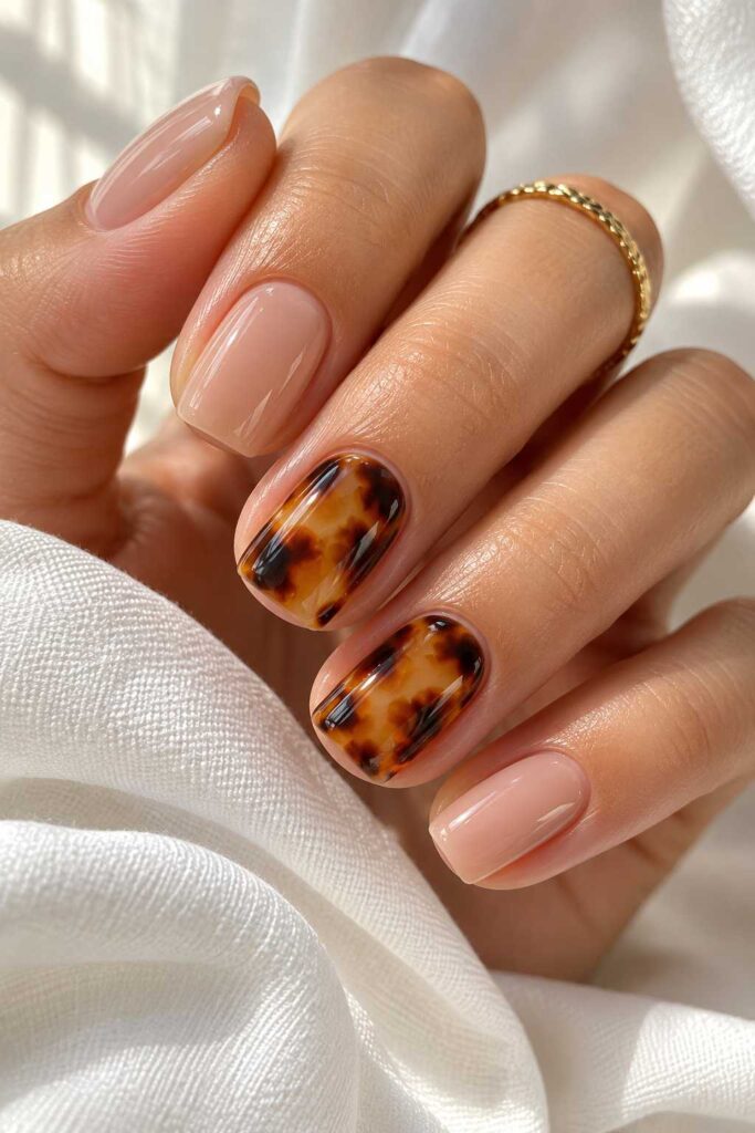 Tortoiseshell Accent Nails