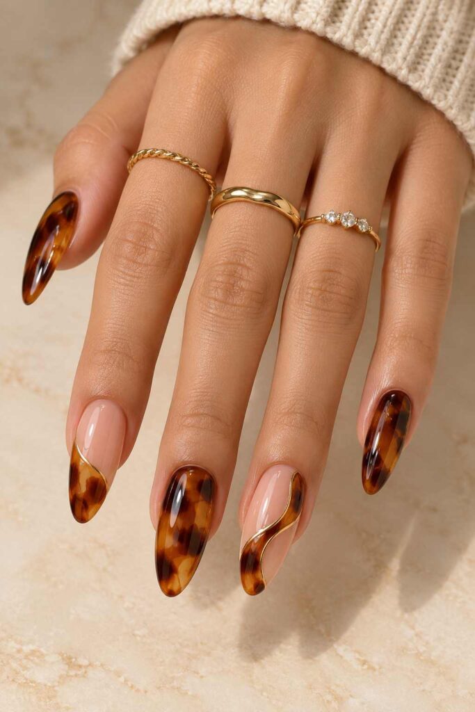 Tortoiseshell Acrylic Nails