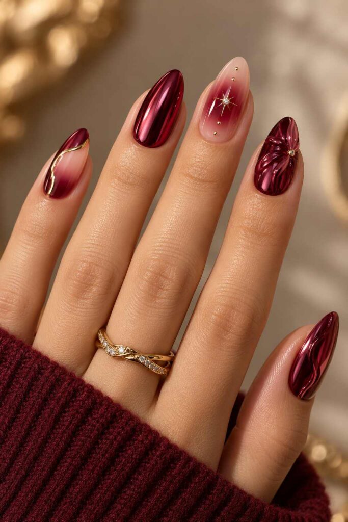 Trendy Burgundy Nails