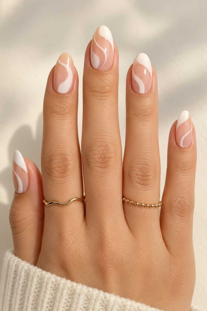 White Abstract Nails