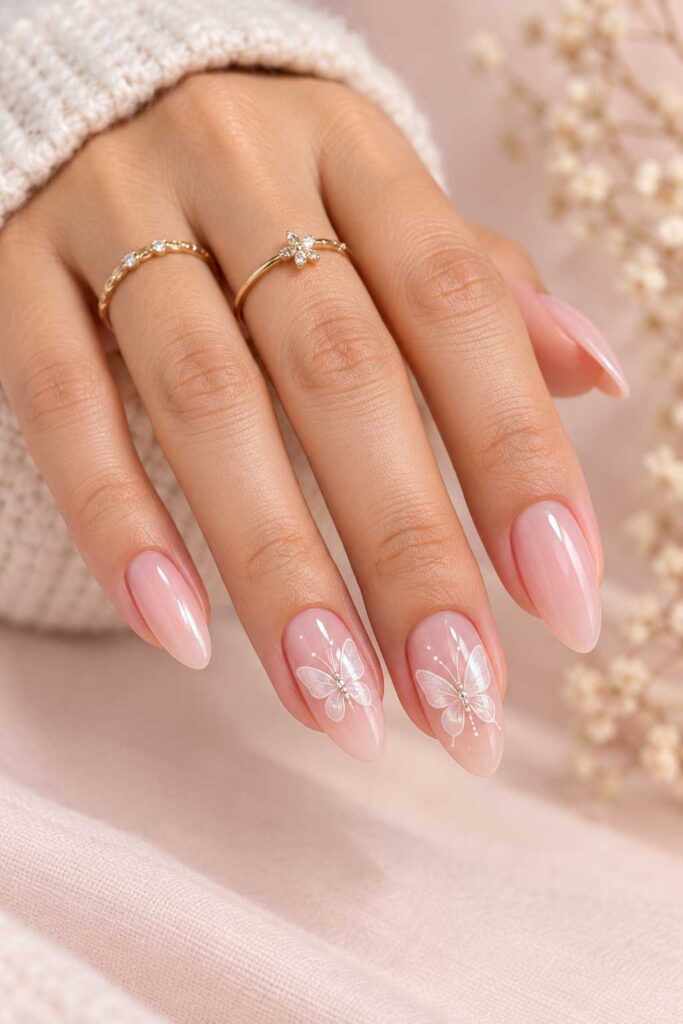White Butterfly Nails